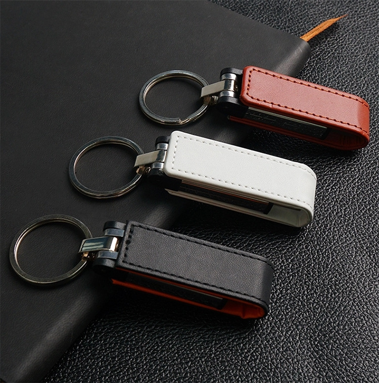 Cheap Custom Logo Leather usb flash drive + Key chain PU Leather USB Flash Drives 64G 8GB 16GB 32GB 4GB Memory Sticks Pen Drives