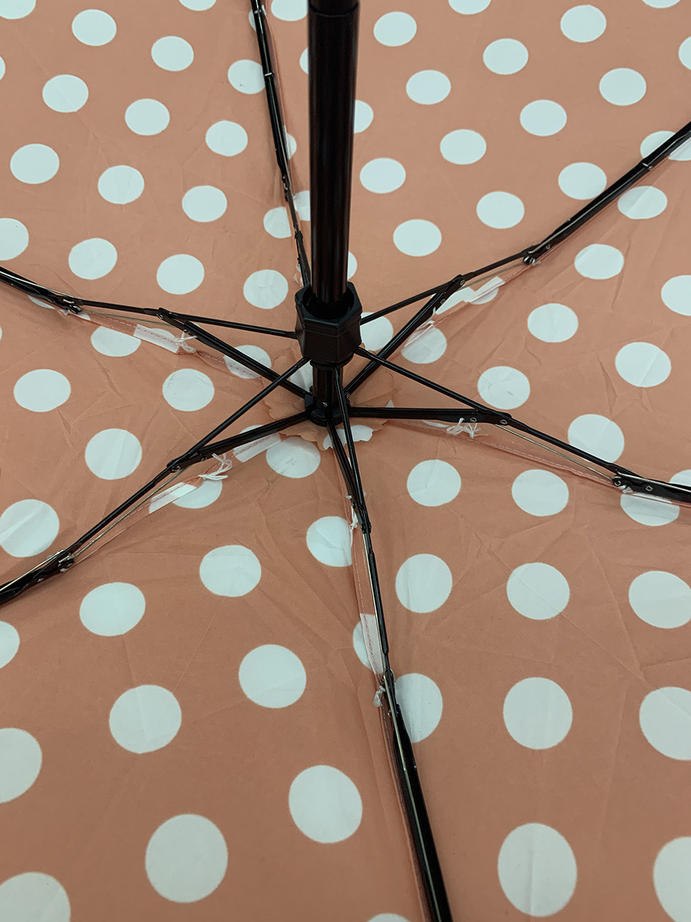 Pink polka dot 5 folding mini travel umbrella