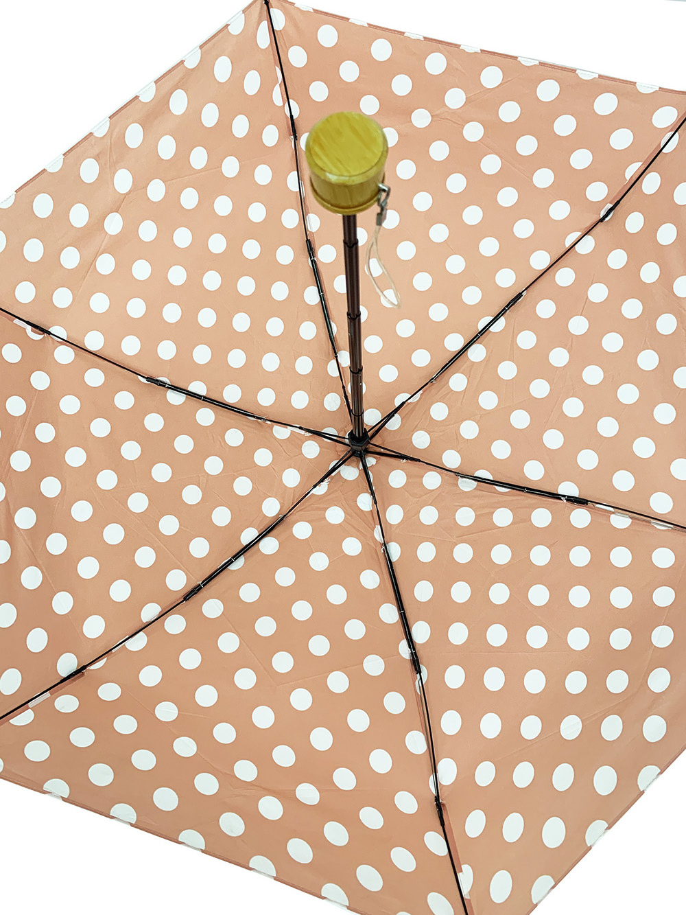 Pink polka dot 5 folding mini travel umbrella