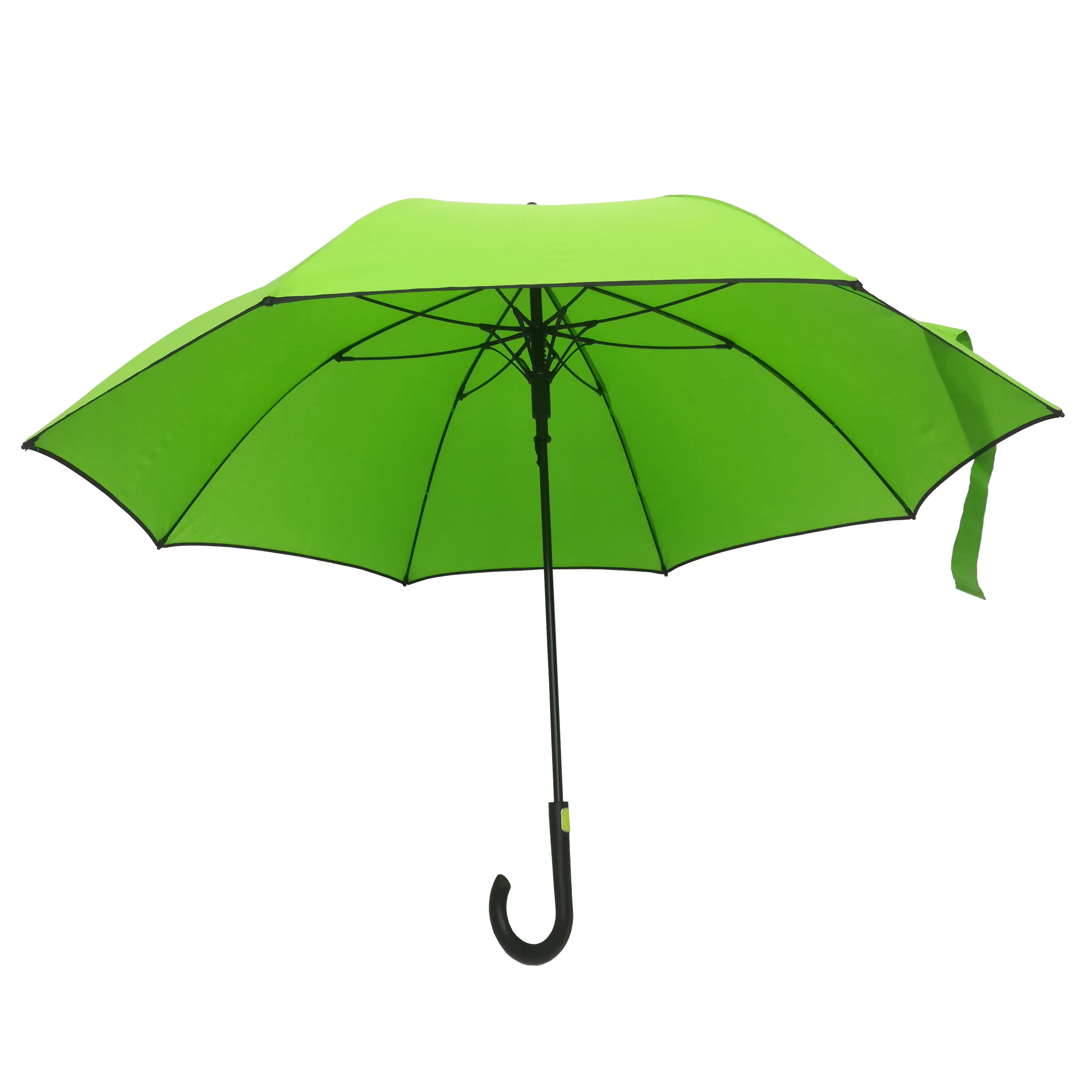 Fresh fluorescent green color auto open straight umbrella with hook handle