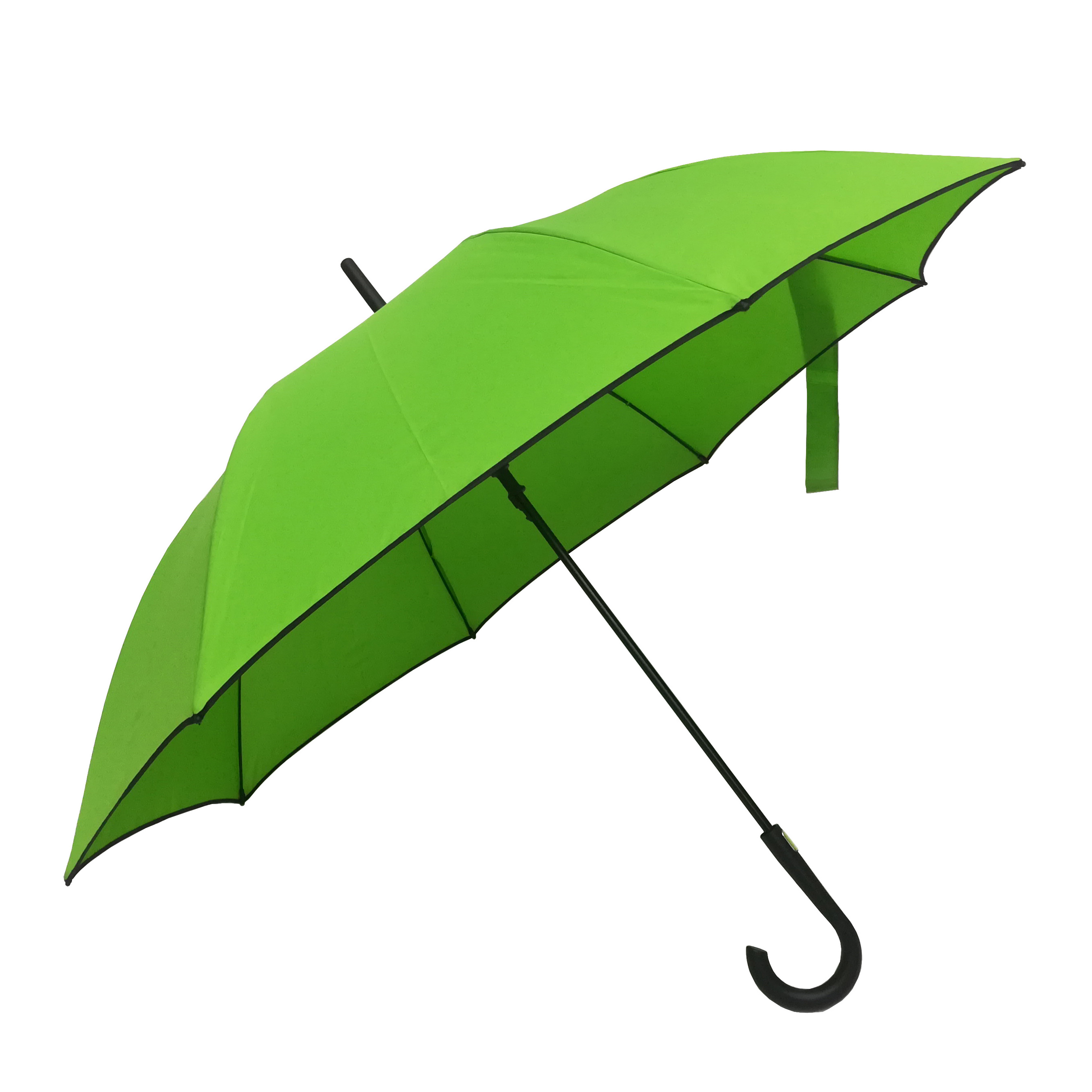 Fresh fluorescent green color auto open straight umbrella with hook handle