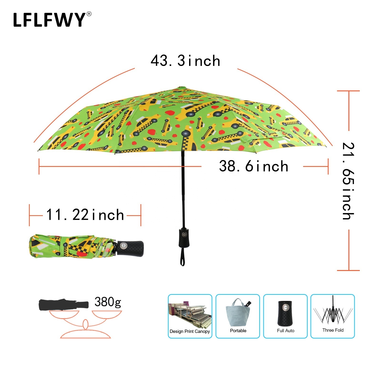 Fast Delivery 3 Folding Auto Open Close Sublimation Design New Fancy Umbrella For Travel