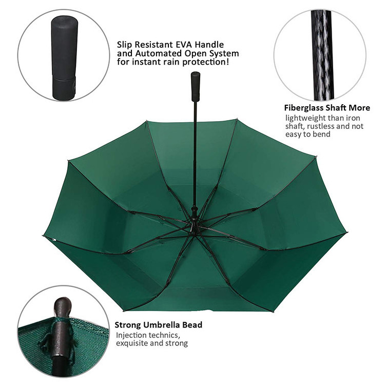 Hight quality Full FRP Big Bunnings Golf Umbrella With Logo Print Windproof Long Handle bias