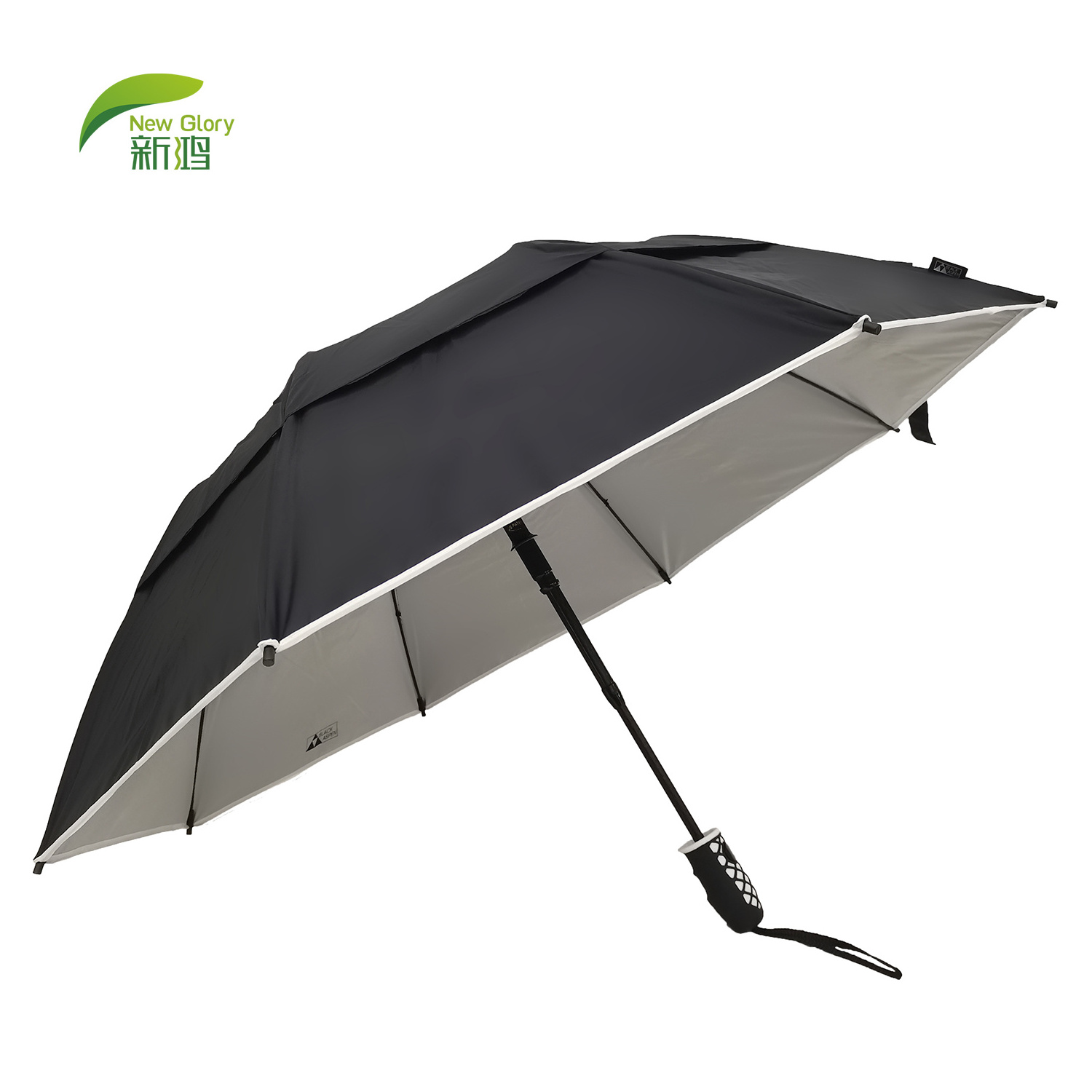 Hot Sale 2 fold flat umbrella head auto folding nano umbrella net black an white umbrella