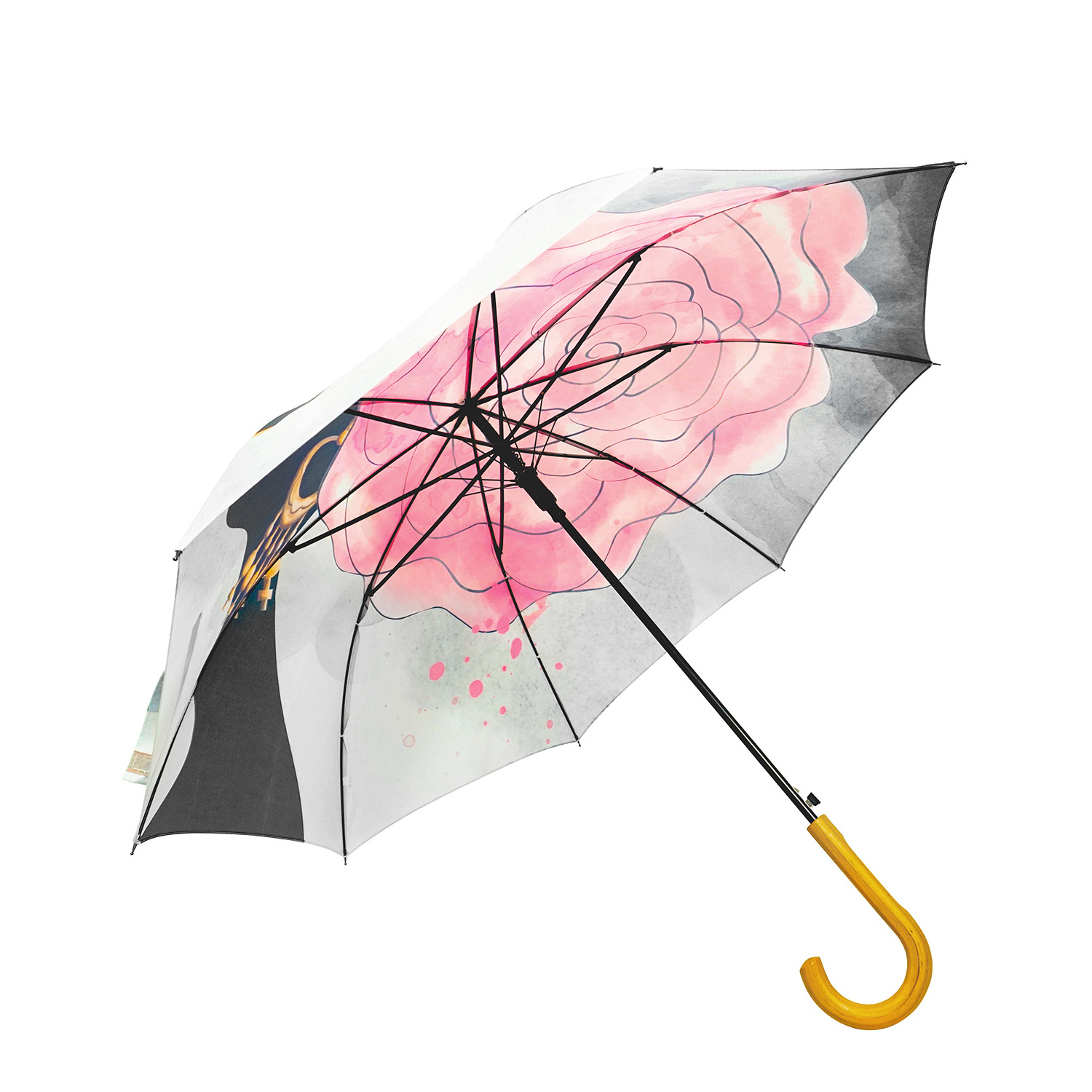 OEM 23 inch umbrella wooden beach walking stick umbrella for heat transfer unilever umbrella