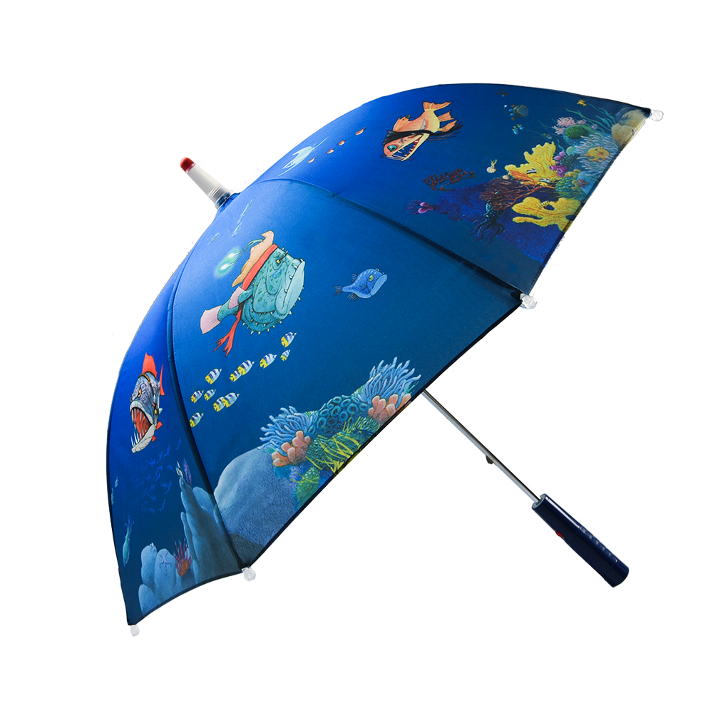 Customize Logo Hot Sale LED Kids Umbrella Sunny and Rainy Umbrella 190T Nylon Fabric with Shining Light for Adults Hanging