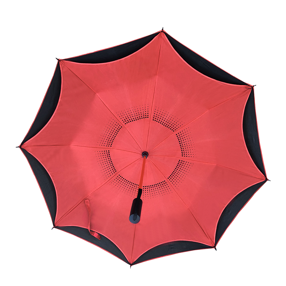 Custom double canopy new design up side down automatic reverse double layer umbrella with logo print