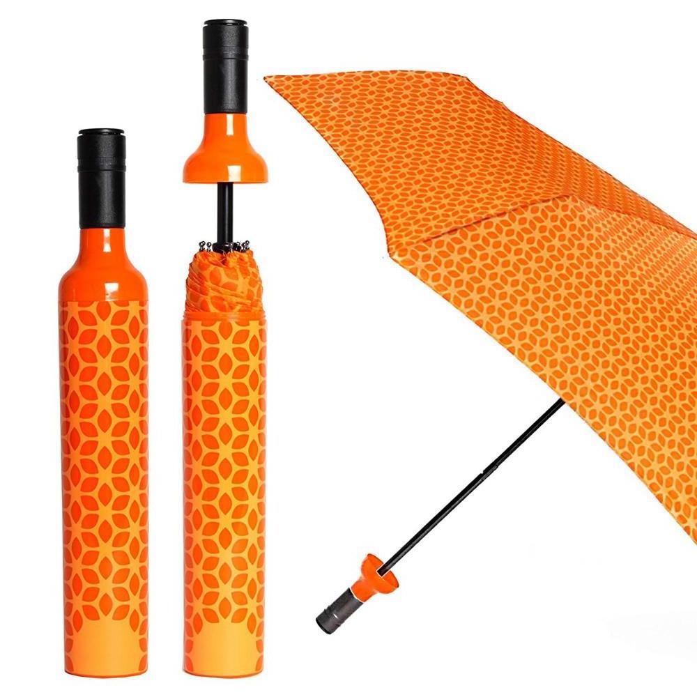 3 Section Advertising Custom Wine Bottle Umbrella With Funny Print,38