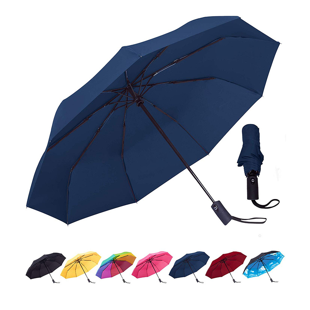 Compact Windproof Anti Rain Sun Auto Open Close Automatic 3 Folding Umbrella