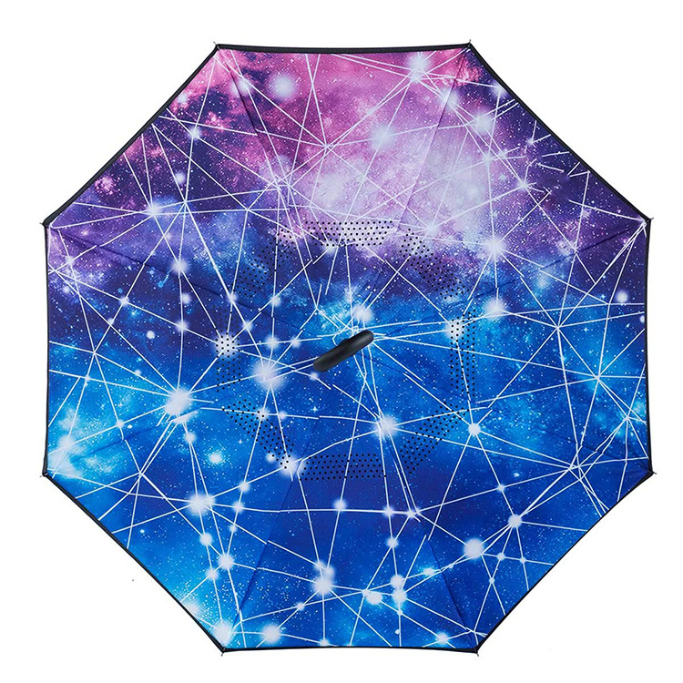 Custom printed logo reverse inverted upside down rain umbrella