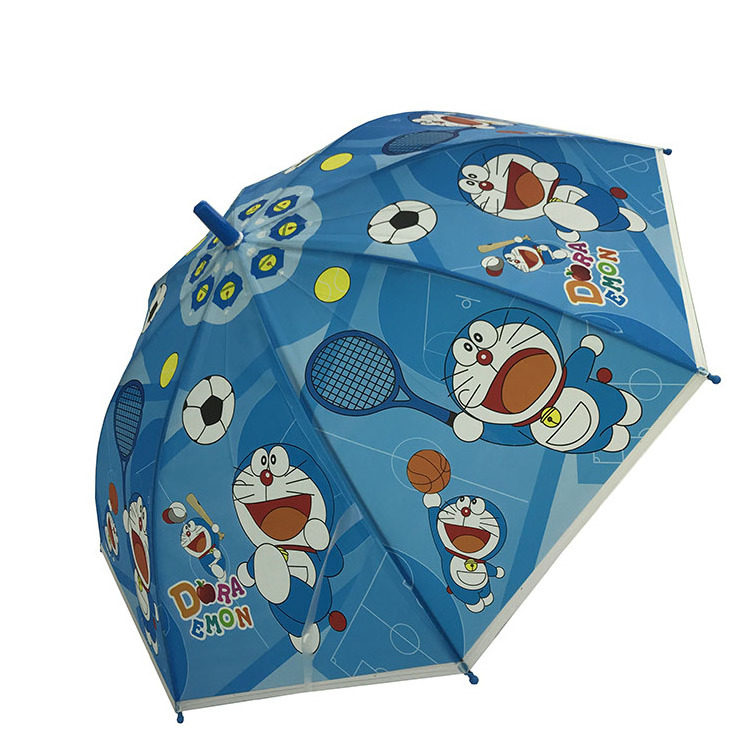 Hot Sale  Blue POE Heart Transfer Printing Design Straight Kids Umbrella Cartoon