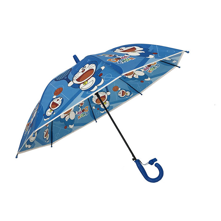 Hot Sale  Blue POE Heart Transfer Printing Design Straight Kids Umbrella Cartoon