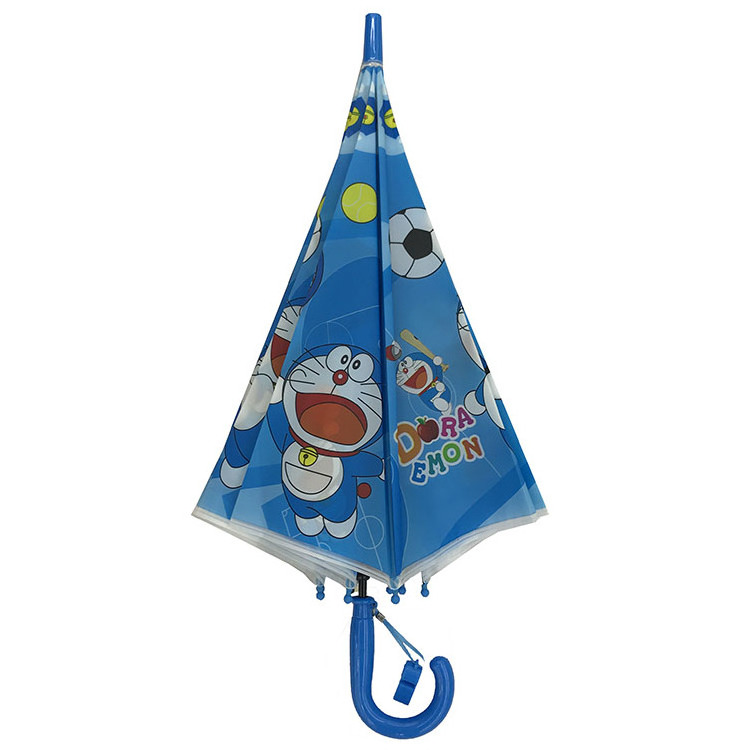 Hot Sale  Blue POE Heart Transfer Printing Design Straight Kids Umbrella Cartoon