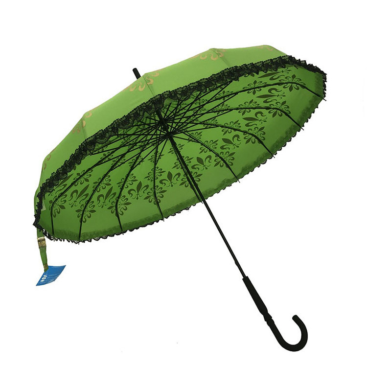 green color 190T Pongee  Purple silksecreen printing waterproof high quality pagoda umbrella windproof