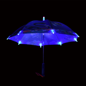 Customize logo prints hot sale LED lighted rain umbrella light with shining led flying flashlight automatic umbrella for kids