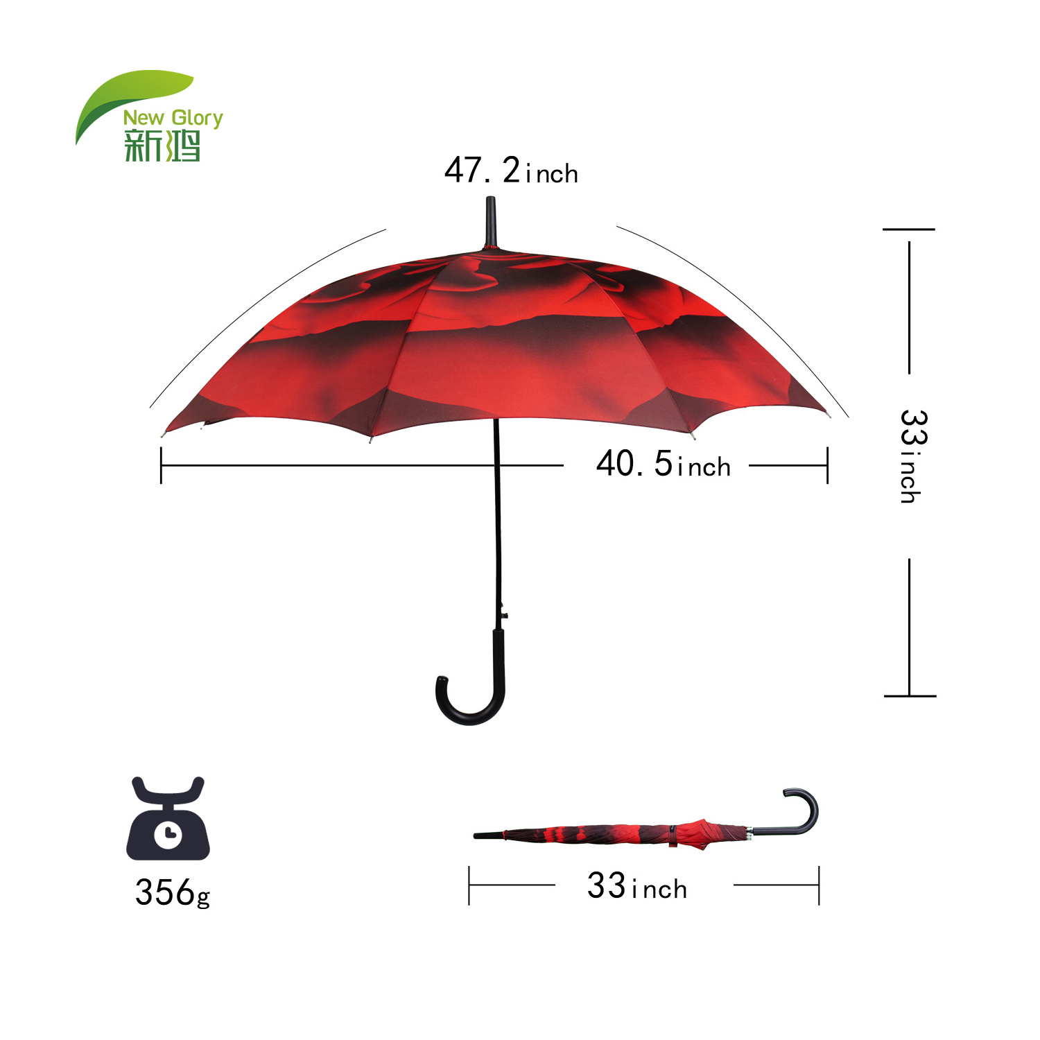 Promotional hook handle paraguas long straight umbrella with customized logo printing