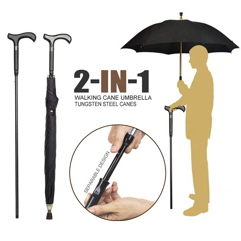 Walk Stick Cane umbrella Straight safety open led handle Rain Umbrella For Old Man