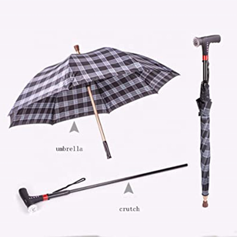 Walk Stick Cane umbrella Straight safety open led handle Rain Umbrella For Old Man