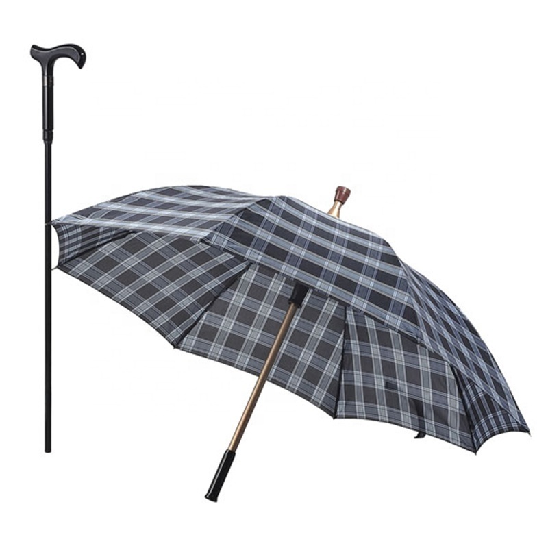 Walk Stick Cane umbrella Straight safety open led handle Rain Umbrella For Old Man