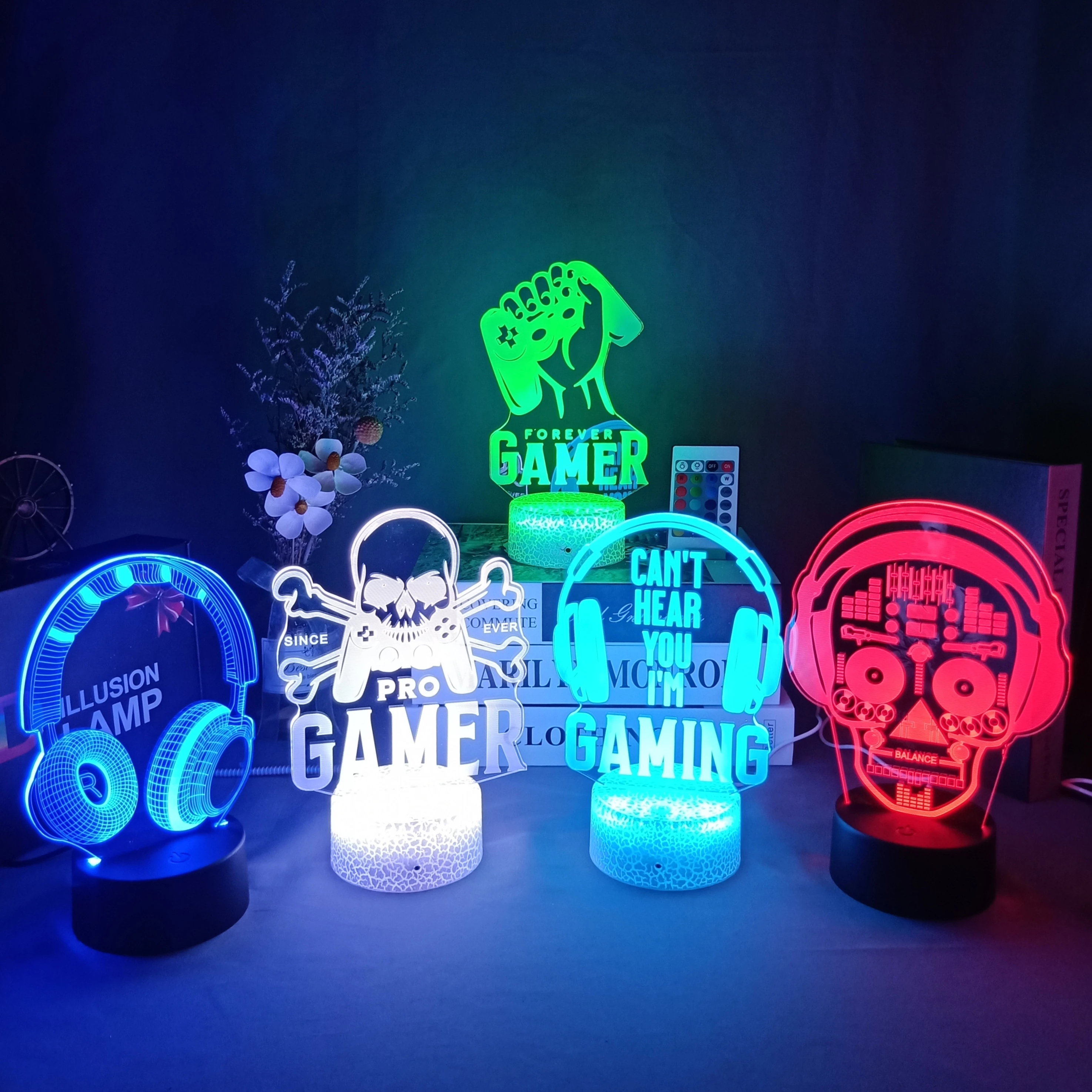 High Quality Wholesale New Arrival 3d Night Light Game Pad Lamp Game Console Night Light 7 Colors 16 Color Led Gaming Room Gamer