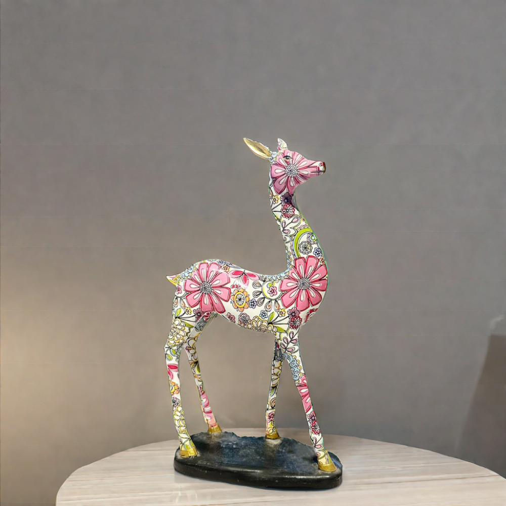 Modern Pop Art Resin Standing Deer Statue Sculpture for Home Decoration in Bedroom Living Room or Desk Accessories