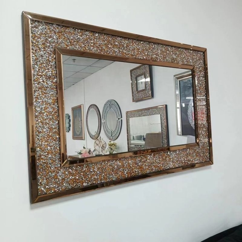 Hot Selling Contemporary Style Framed Wall Mirror Rose Golden Glass Decorative Piece for Living Room Modern Home Furniture