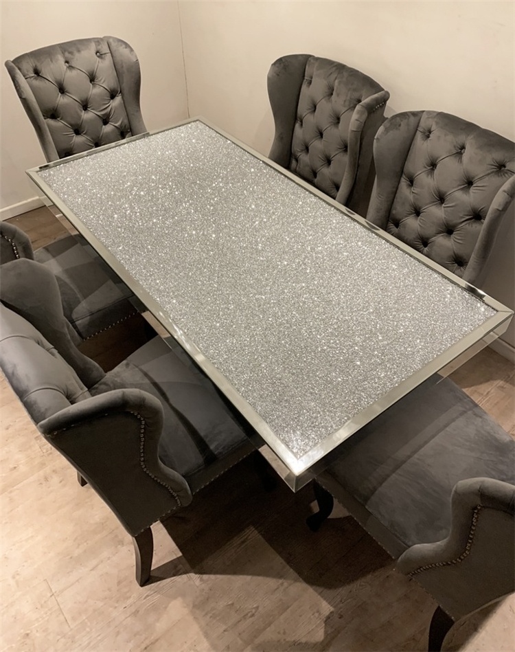 New modern simple Silver Diamond dining table dining room furniture custom dining chair