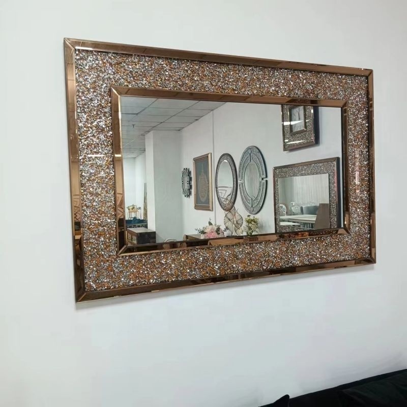 Hot Selling Contemporary Style Framed Wall Mirror Rose Golden Glass Decorative Piece for Living Room Modern Home Furniture