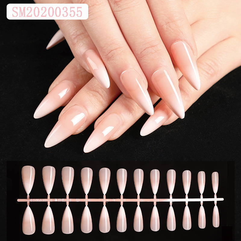 Best Selling French Manicure Fake Nails European American Pink Skin Fingernails Foot Fake Nails Sexy Nude False Nail Tops 0287