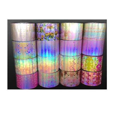 16pcs Holographic Nail Foil Set Mix Flower Design Transfer Foil Nail Polish Stickers Decoration Pink Starry Sky Decals NA0119