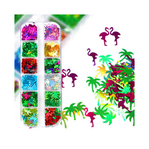 NA0497 Hot Selling Glitter Nail Sequins Palm Tree Cactus Shape Nail Art Decoration Flakes Manicure Design Accessories