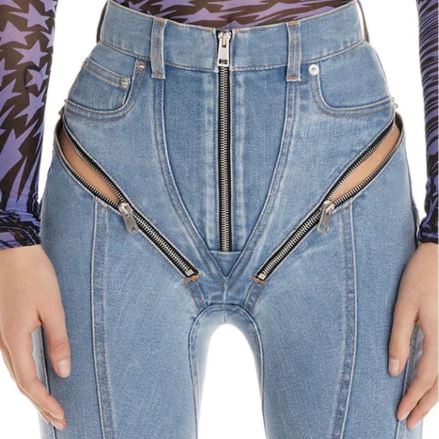 W6921 2024 New Jeans Women Pencil Pants Basic Deconstruct Panelled Patchwork Zipper High Waist Split Long Denim Pants