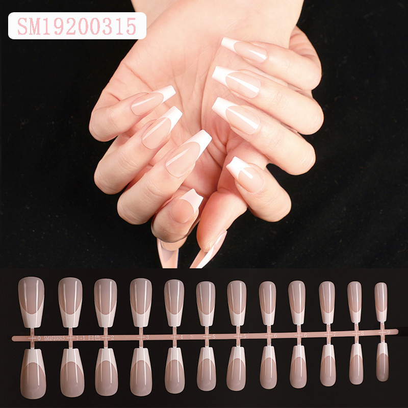 Best Selling French Manicure Fake Nails European American Pink Skin Fingernails Foot Fake Nails Sexy Nude False Nail Tops 0287