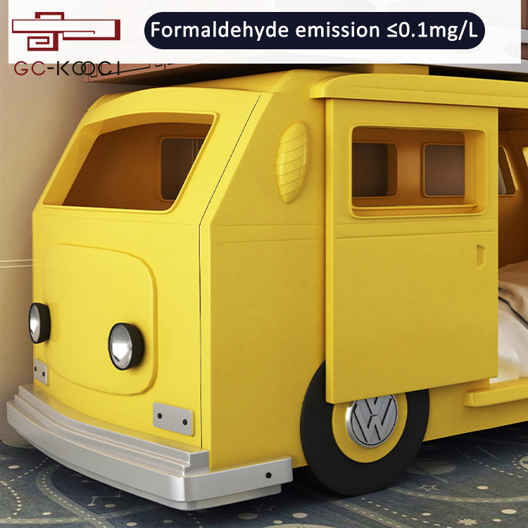 Children's bed villa furniture creative high and low bed bus car boys and girls solid wood bed