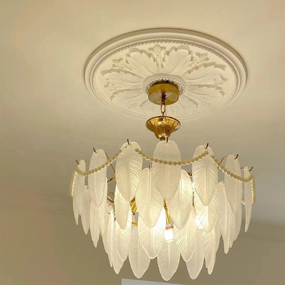 European retro PU relief chandelier panel material bedroom living room ceiling construction non-gypsum line decorative molding