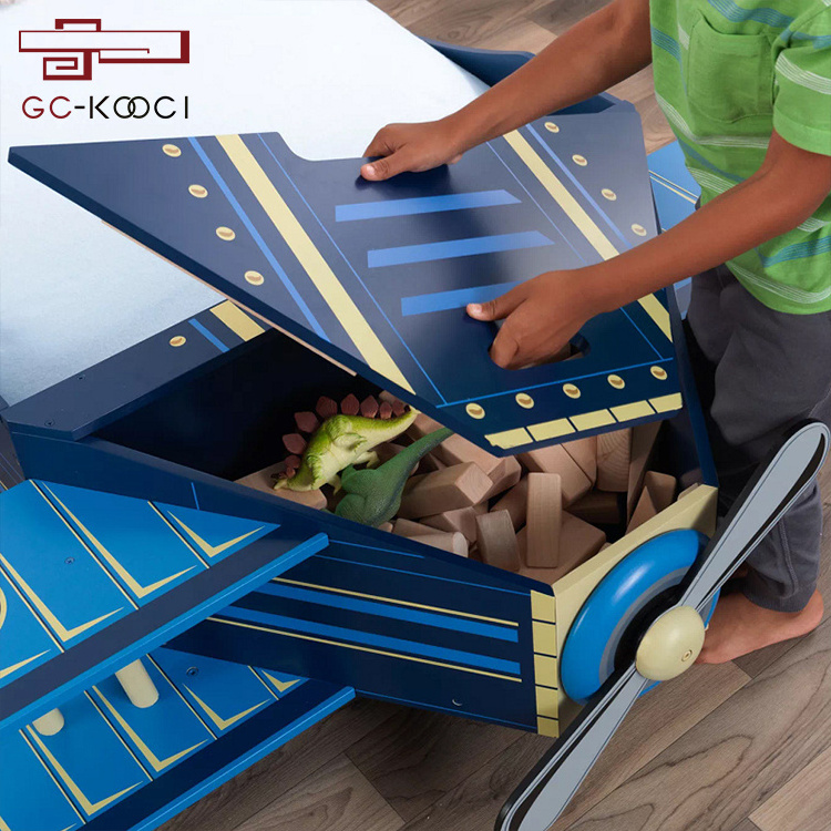 Creative solid wood airplane bed children's room furniture little boy single child bed