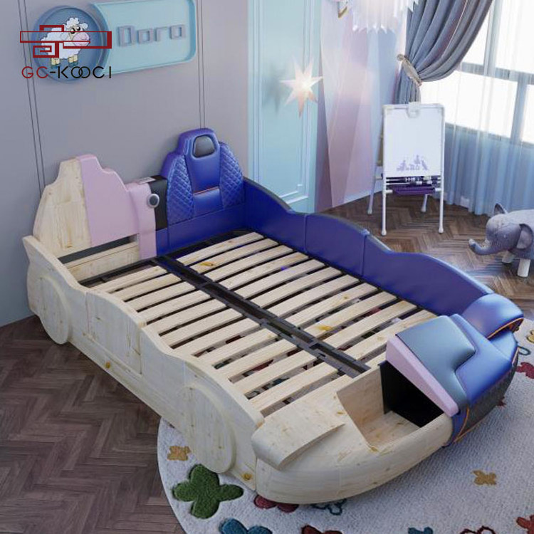 LED child race car bed hotel children car bed with door