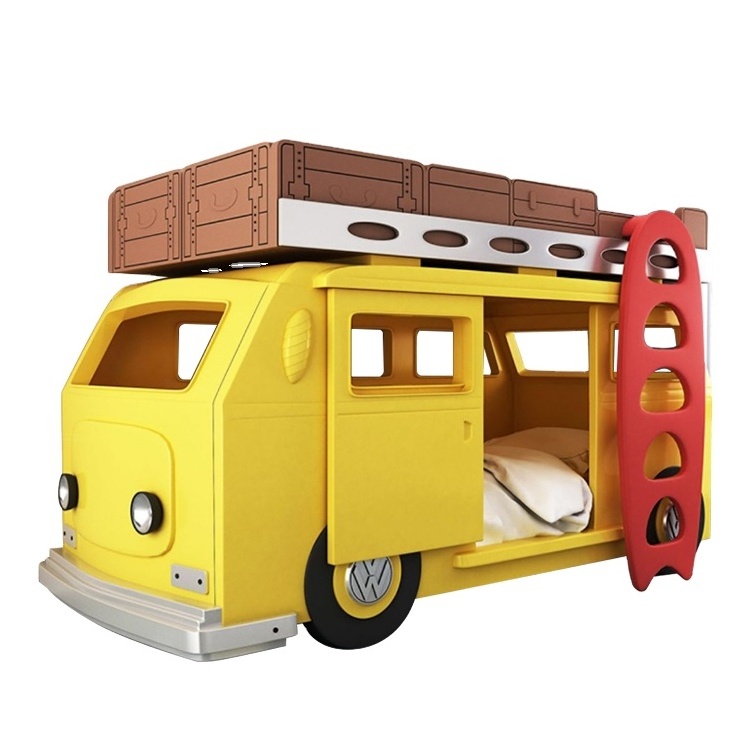 Children's bed villa furniture creative high and low bed bus car boys and girls solid wood bed