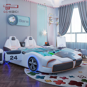 LED child race car bed hotel children car bed with door