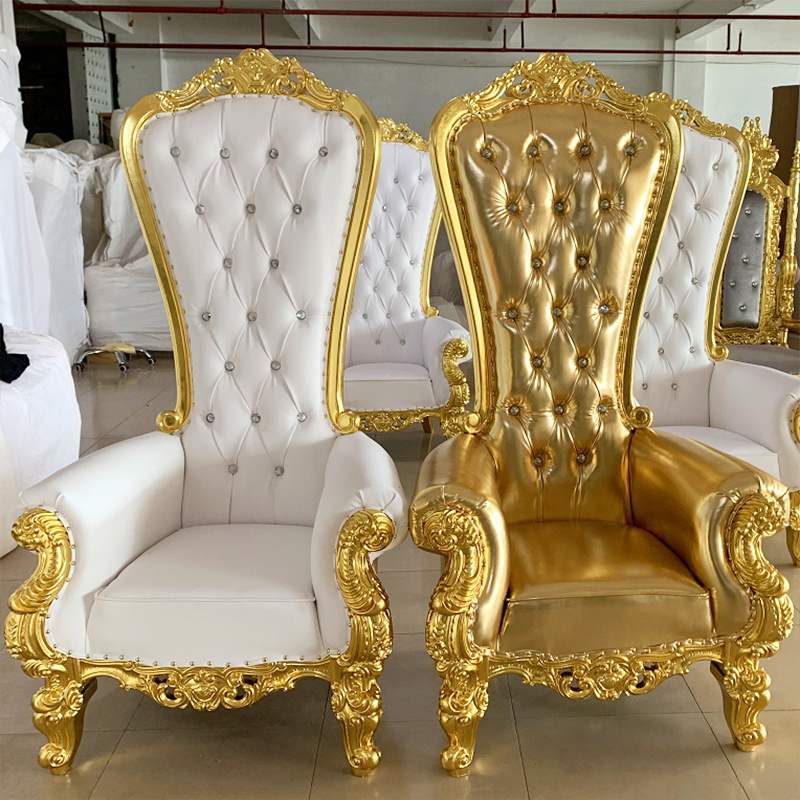 GUCI luxury white wedding throne chair wooden king queen hand made salon furniture