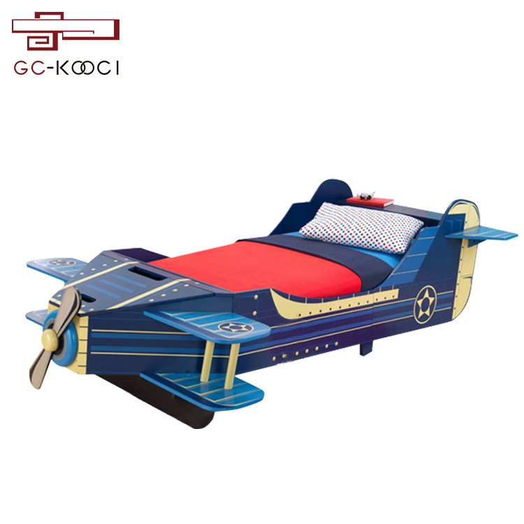 Creative solid wood airplane bed children's room furniture little boy single child bed