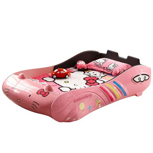 Kitty cat style children bed ABS Leather surface wooden frame storage wireless player princess led light girl bed