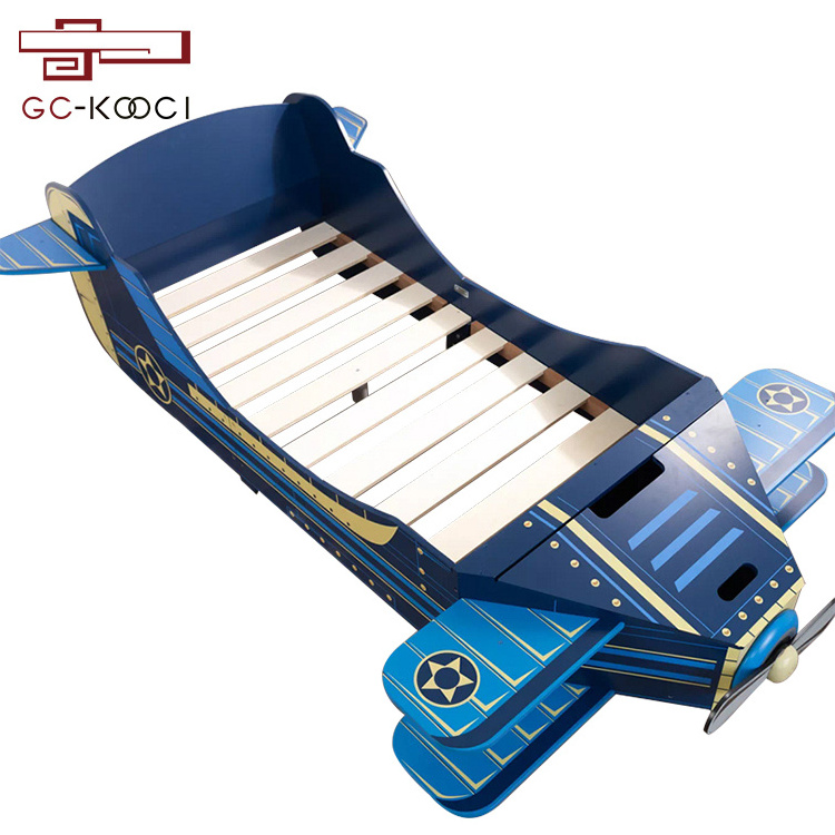 Creative solid wood airplane bed children's room furniture little boy single child bed