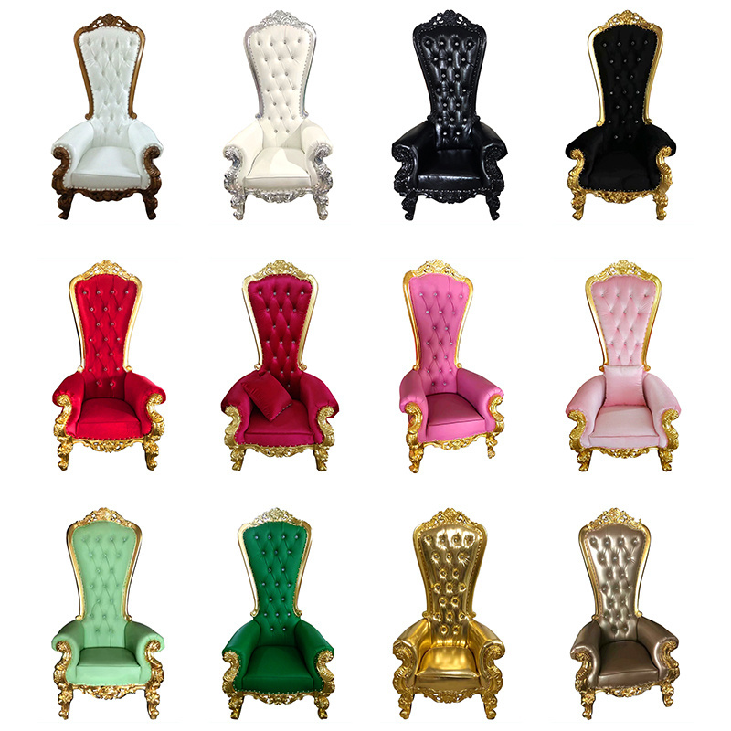 GUCI luxury white wedding throne chair wooden king queen hand made salon furniture