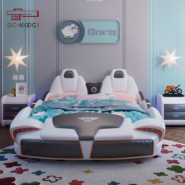 LED child race car bed hotel children car bed with door