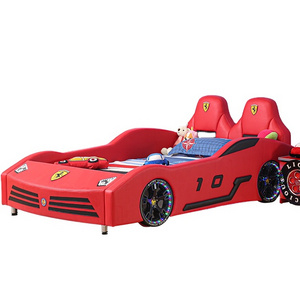 Ferrari super sports car style children bed Leather surface wooden frame mp3 player RGB led light children bed