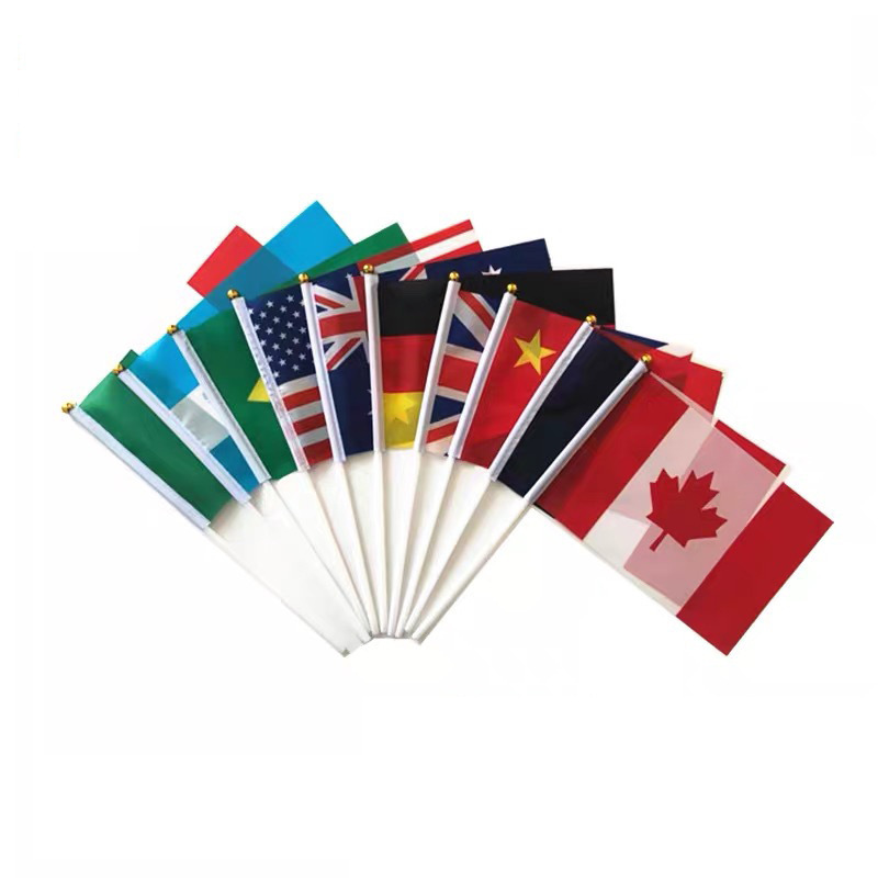 Wholesale Cheap fast delivery 14x21cm polyester Haiti Haitian hand stick flag