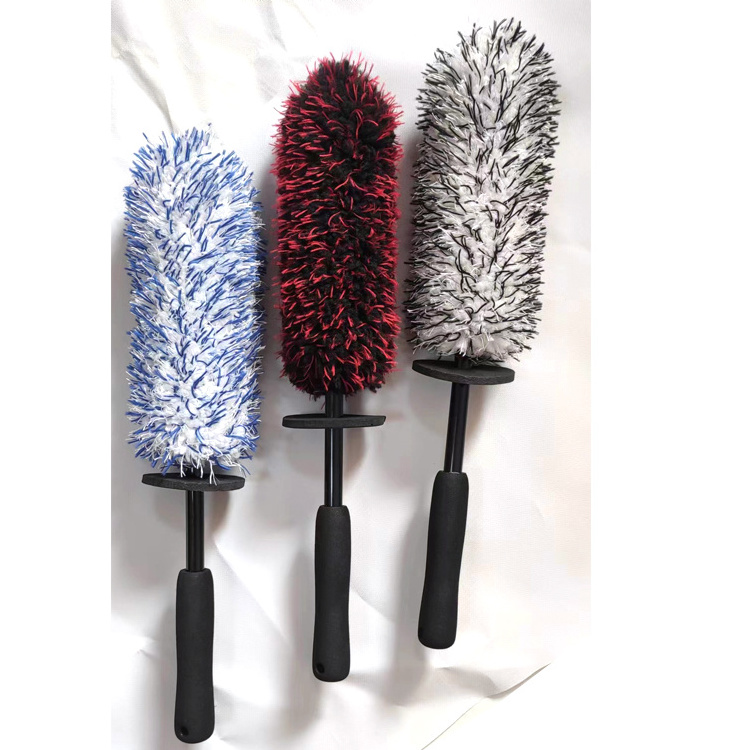 Tire Rims Brush Microfiber Washing Cleaner Plastic Long Handle Vehicle Microfiber Car Wheel Cleaning Brush