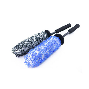 Tire Rims Brush Microfiber Washing Cleaner Plastic Long Handle Vehicle Microfiber Car Wheel Cleaning Brush