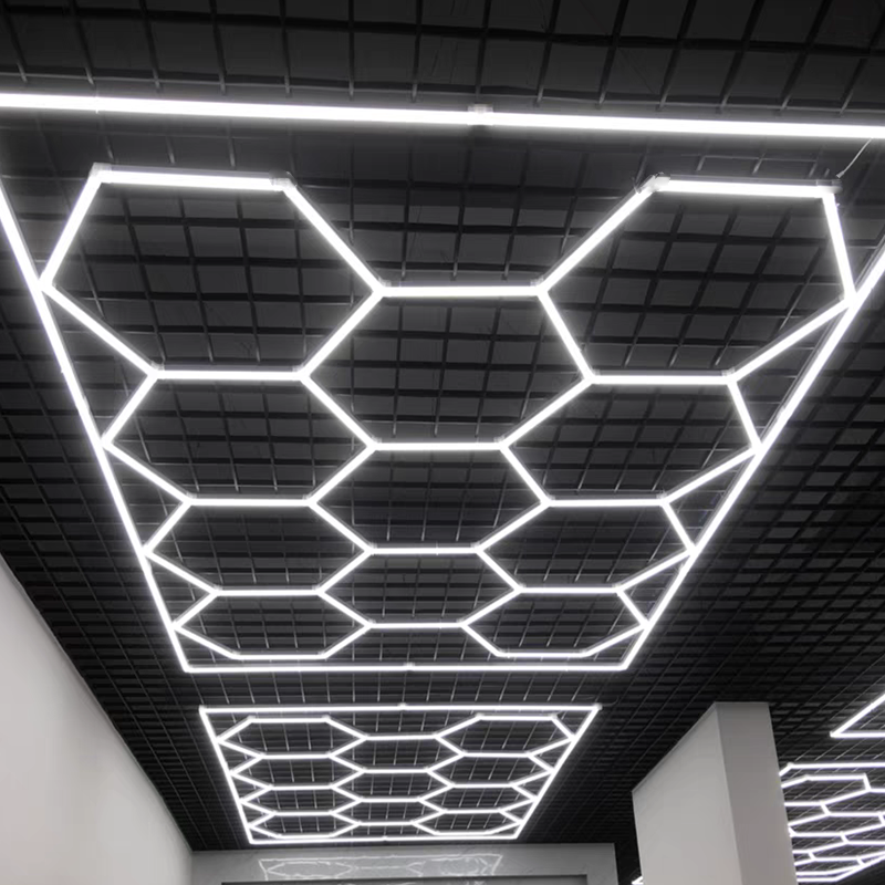 Hexagon Detailing Workshop Ceiling Led Lights Car Shop And Garage honeycomb lights hexagonal led light